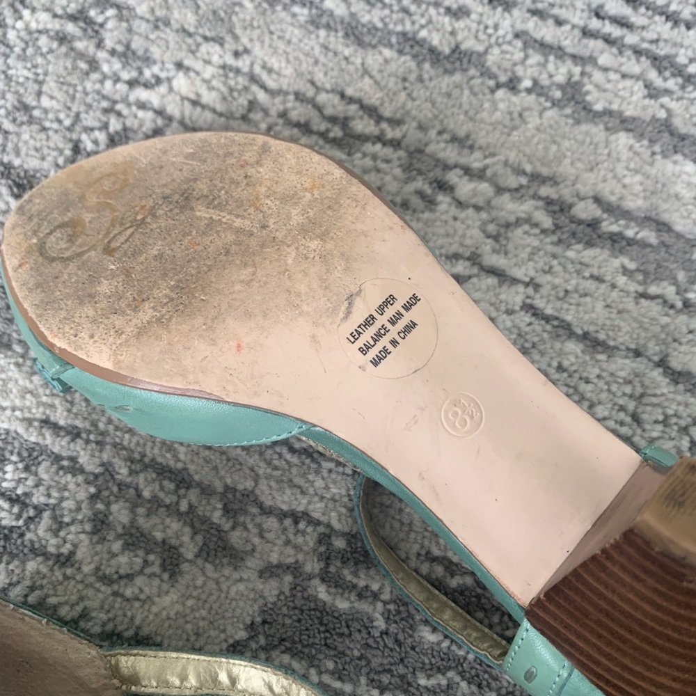 Seychelles Teal T Strap Leather Heels w Tassel 8.5 - Picture 3 of 5